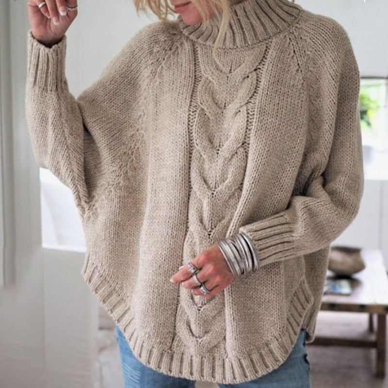 Damen Grobstrickpullover mit Kollektionsdesign und hohen Kragen Drune
