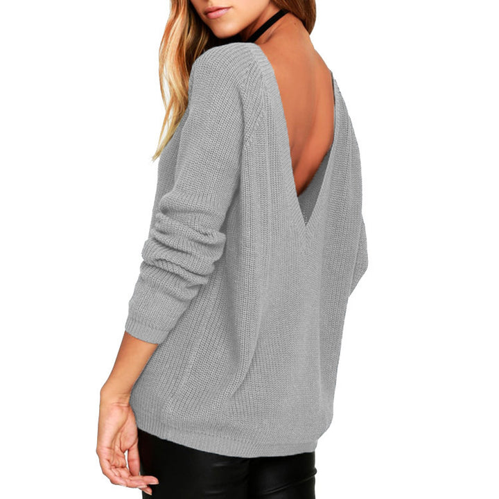 Damen Strickpullover mit tiefem Rückenausschnitt und lässigem Schnitt Drune