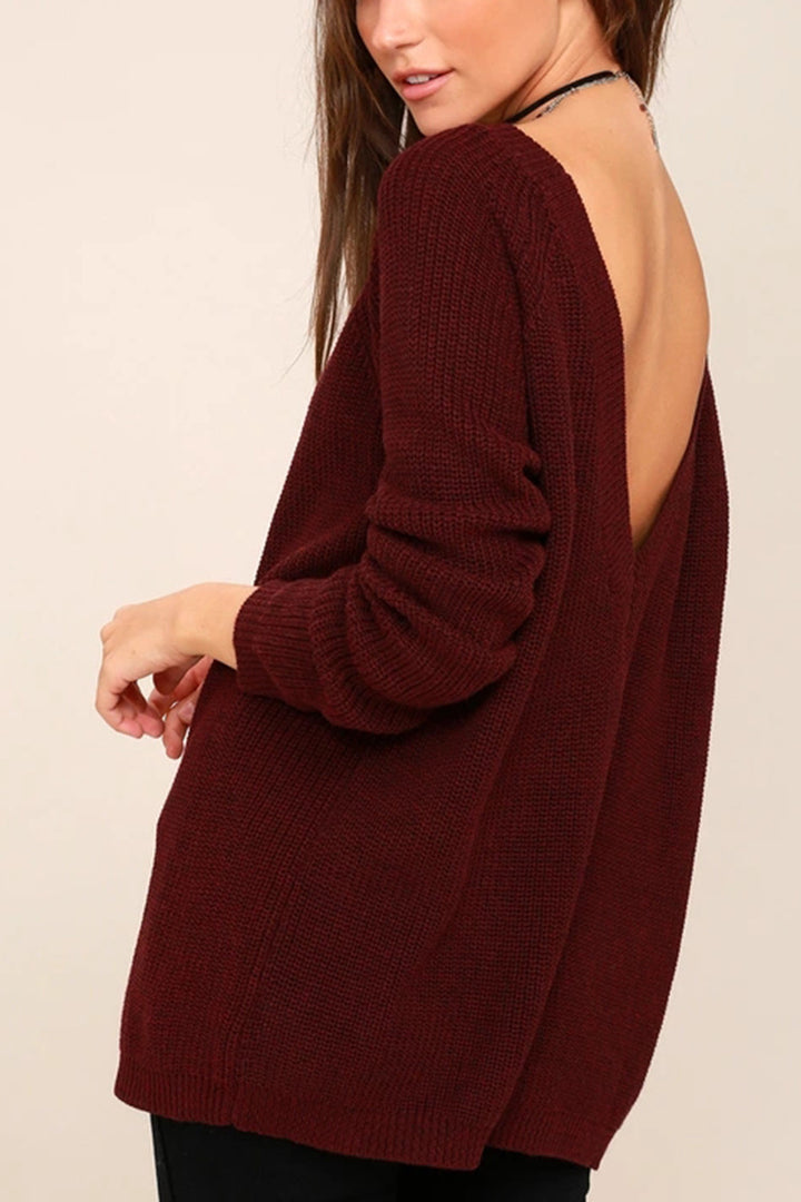 Damen Strickpullover mit tiefem Rückenausschnitt und lässigem Schnitt Drune