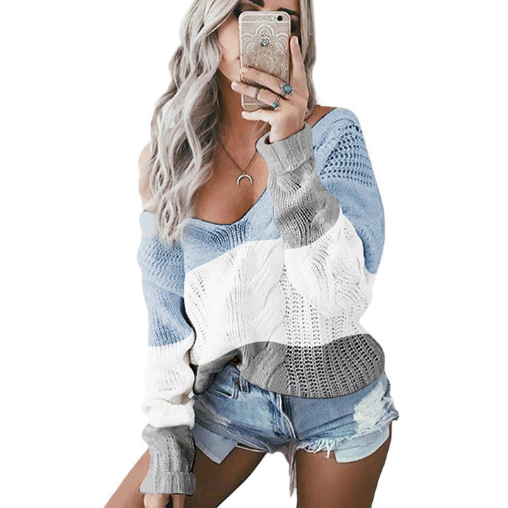 Damen Strickpullover mit farbblockierendem Design und lockerer Passform Drune