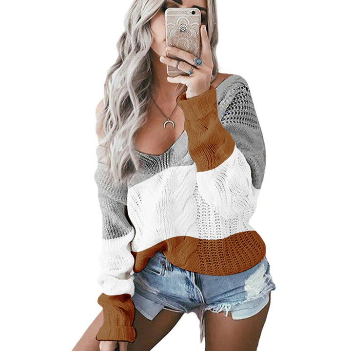 Damen Strickpullover mit farbblockierendem Design und lockerer Passform Drune