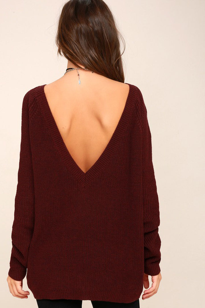 Damen Strickpullover mit tiefem Rückenausschnitt und lässigem Schnitt Drune
