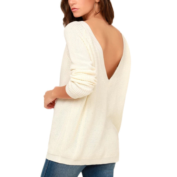 Damen Strickpullover mit tiefem Rückenausschnitt und lässigem Schnitt Drune
