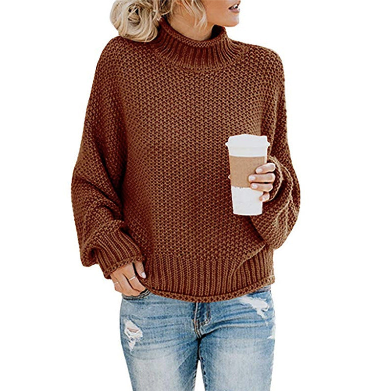 Damen Grobstrickpullover mit hohem Kragen und lässigem Schnitt Drune 1771933192