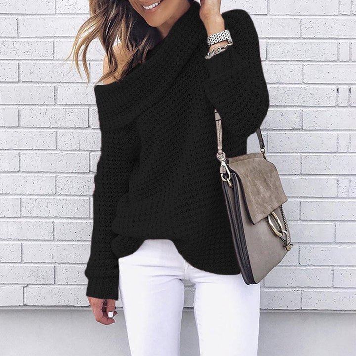 Damen Off-Shoulder-Strickpullover mit lässigem Schnitt und strukturiertem Muster Drune