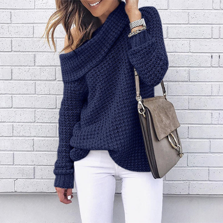 Damen Off-Shoulder Strickpullover mit Struktur Drune