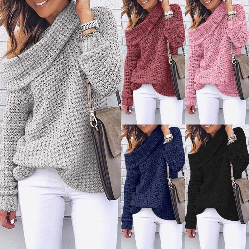 Damen Strickpullover mit schulterfreiem Design und strukturierter Oberfläche Drune