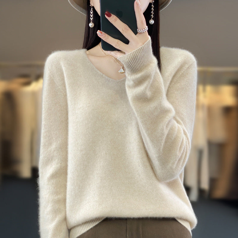 Drune | Lockere Damenpullover mit V-Ausschnitt für Herbst und Winter