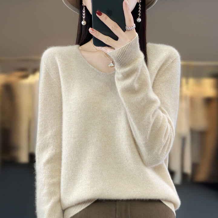 Drune | Lockere Damenpullover mit V-Ausschnitt für Herbst und Winter