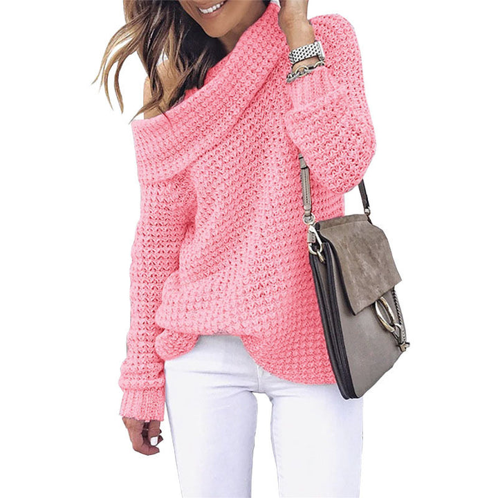 Damen Off-Shoulder-Strickpullover mit lässigem Schnitt und strukturiertem Muster Drune