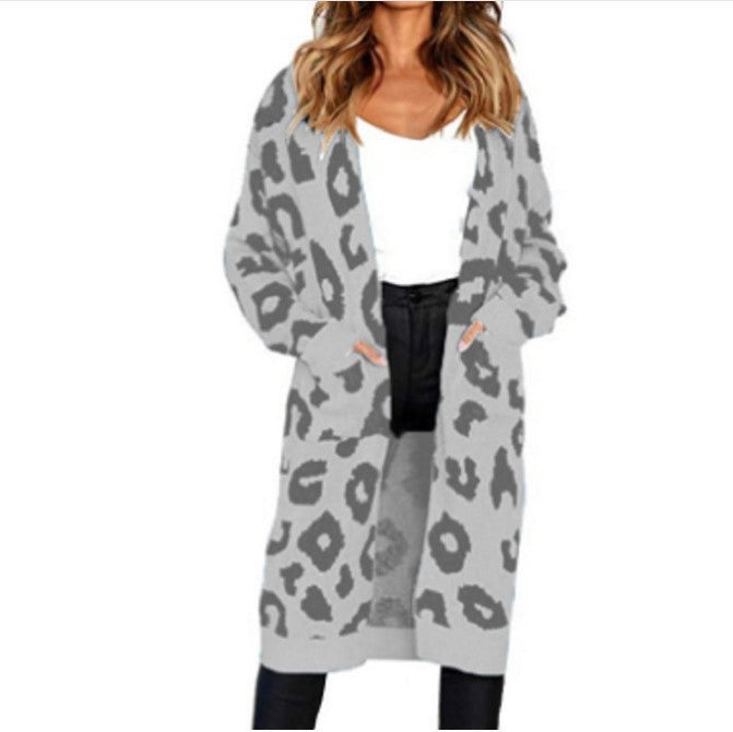 Damen Grobstrick-Cardigan mit Animal-Print und praktischen Taschen Drune