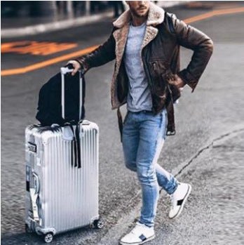 Herren Lederjacke mit luxuriösem Pelzfutter und markantem Kragen Drune