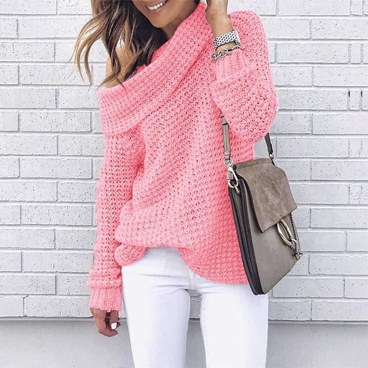 Damen Off-Shoulder-Strickpullover mit lässigem Schnitt und strukturiertem Muster Drune