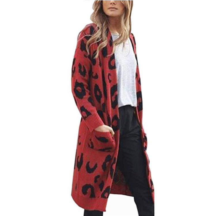 Damen Grobstrick-Cardigan mit Animal-Print und praktischen Taschen Drune