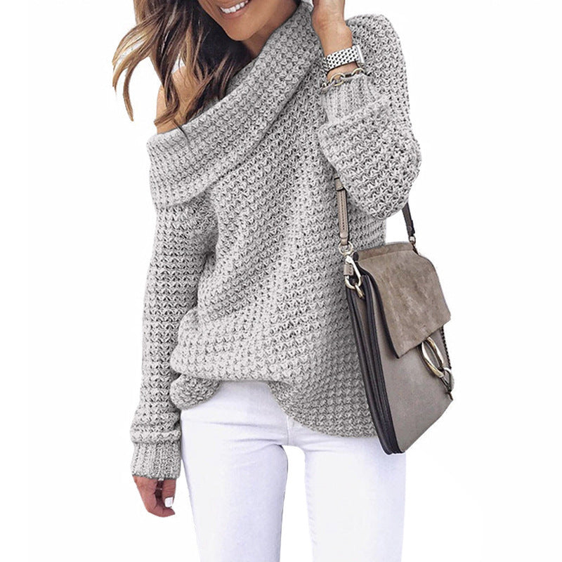Damen Off-Shoulder Strickpullover mit Struktur Drune