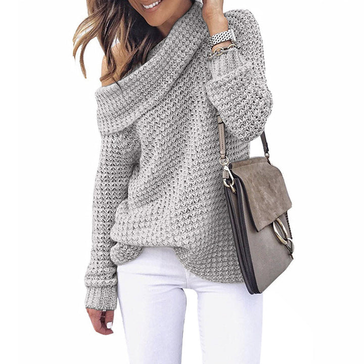 Damen Off-Shoulder Strickpullover mit Struktur Drune