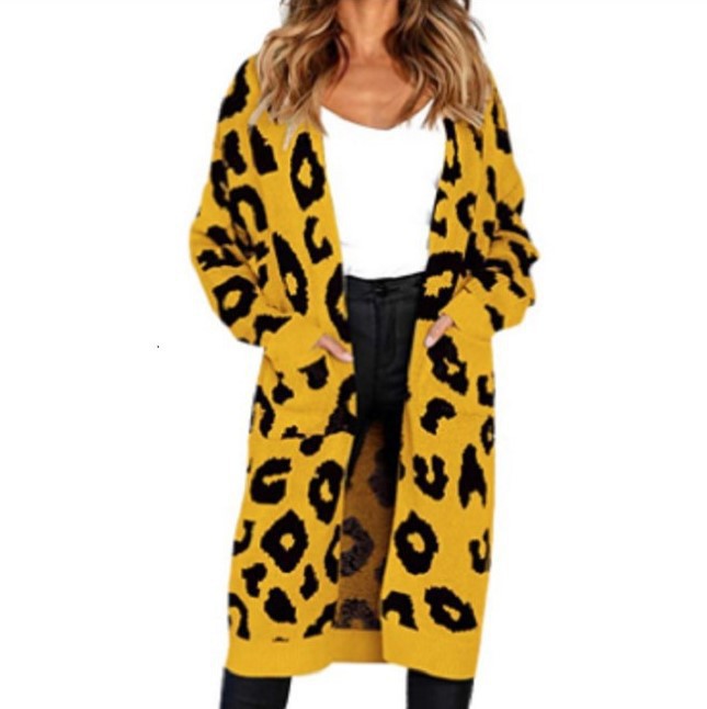 Damen Grobstrick-Cardigan mit Animal-Print und praktischen Taschen Drune