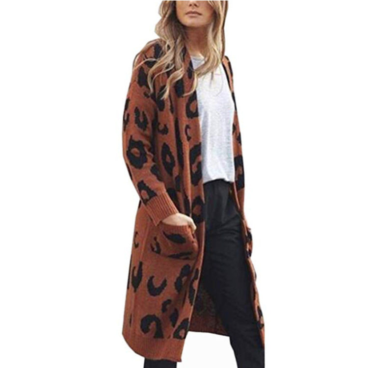 Damen Grobstrick-Cardigan mit Animal-Print und praktischen Taschen Drune