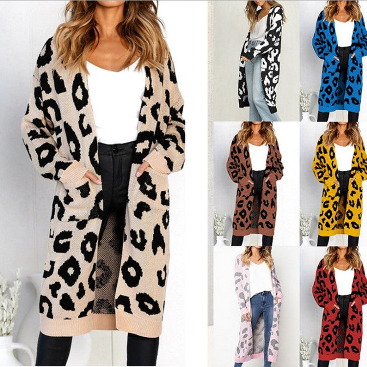 Damen Grobstrick-Cardigan mit Animal-Print und praktischen Taschen Drune