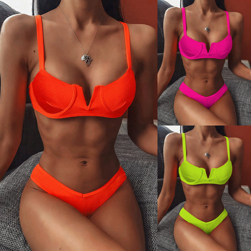 Damen Push-Up Bikini-Set mit schickem Rippendesign Drune