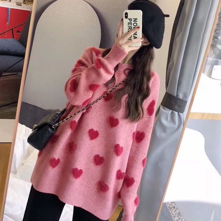 Damen Kuscheliger Pullover mit herzförmigem Muster Drune