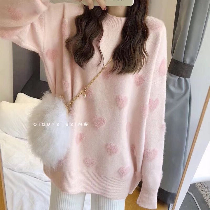 Damen Kuscheliger Pullover mit herzförmigem Muster Drune
