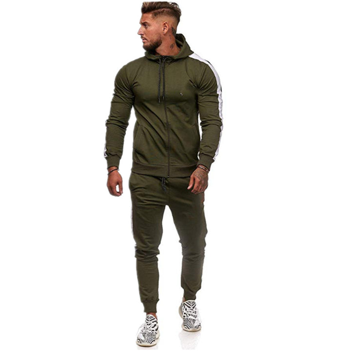 Herren sportliches Freizeitanzug mit modernem Farbblockdesign und Taschen Drune