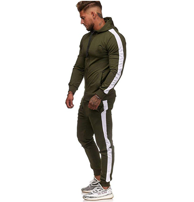 Herren sportliches Freizeitanzug mit modernem Farbblockdesign und Taschen Drune