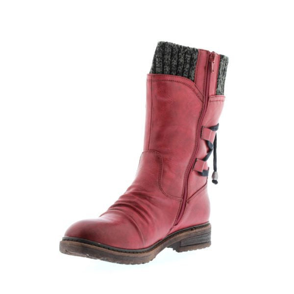 Damen nan gefütterte Schnür-Ankleboots mit gestrickter Schaftröhre, dekorativer Quaste und Nieten-Detail Drune