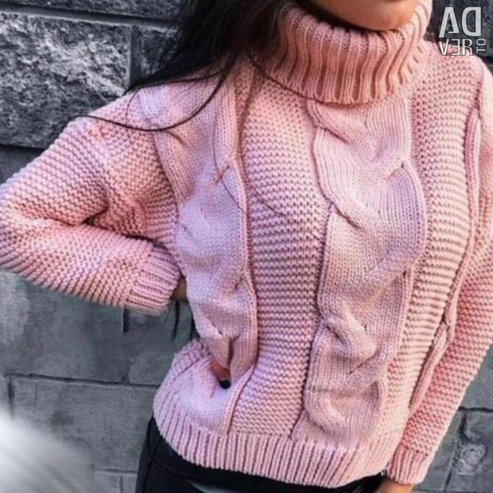 Damen Strickpullover mit Rollkragen und Zopfdesign Drune
