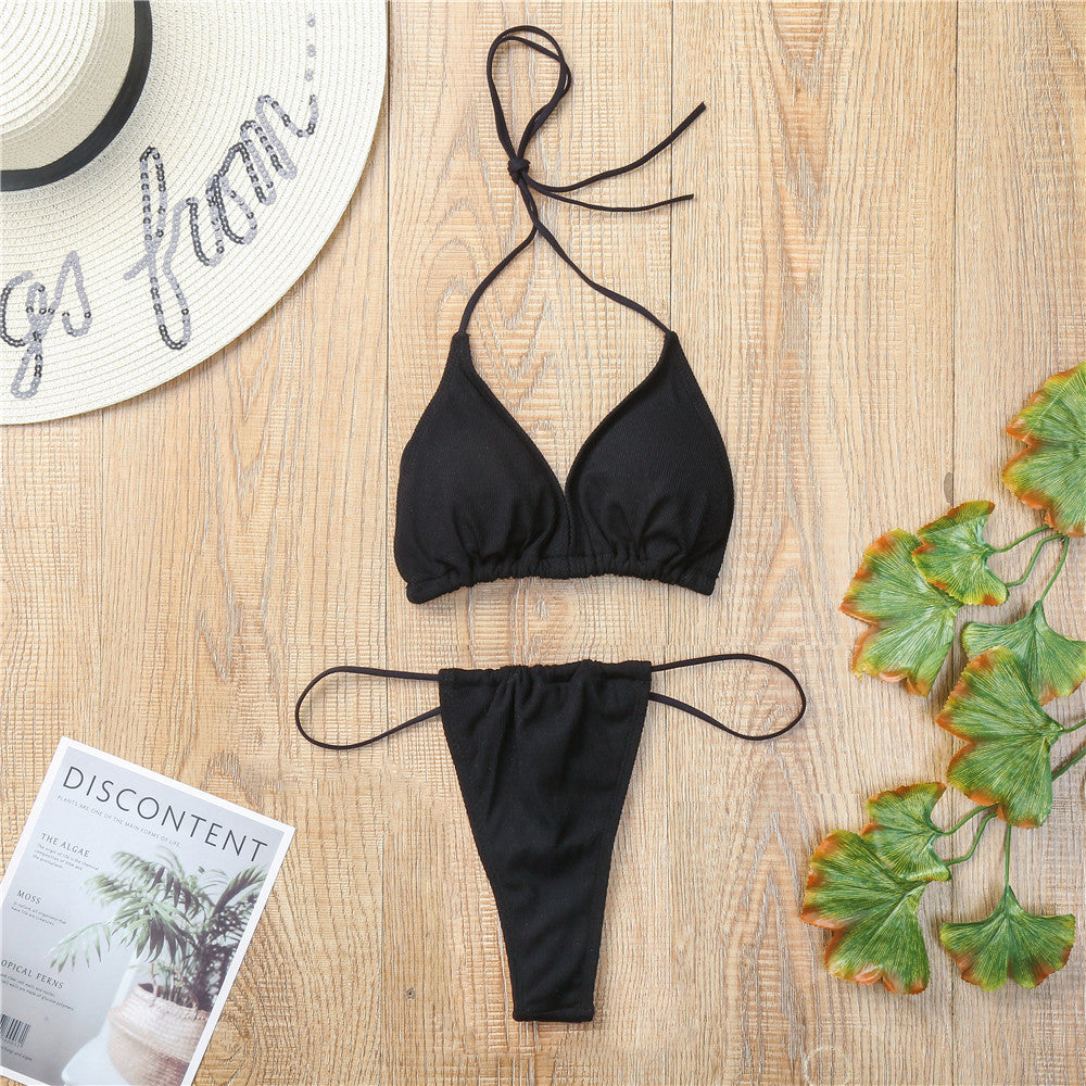 Damen Triangel-Bikini-Set mit modischen Bindebändern Drune