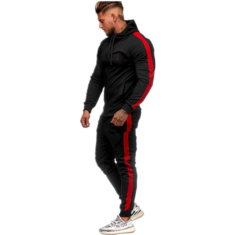 Herren sportliches Freizeitanzug mit modernem Farbblockdesign und Taschen Drune