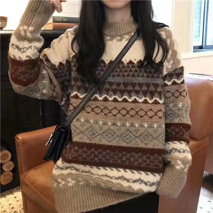 Damen Grobstrickpullover mit ausgefallenem Muster und lässigem Schnitt Drune