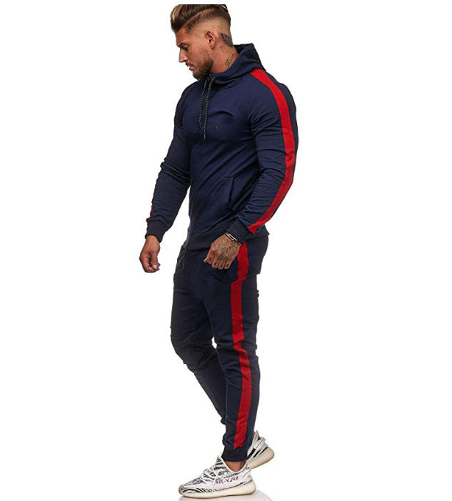 Herren sportliches Freizeitanzug mit modernem Farbblockdesign und Taschen Drune