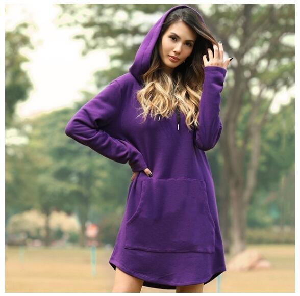 Damen nan Kapuzenkleid aus Sweatstoff, oversized Schnitt mit Kängurutasche Drune