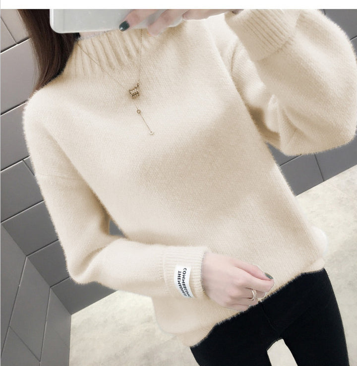 Damen modischer Pullover mit hohem Kragen und strukturiertem Design Drune