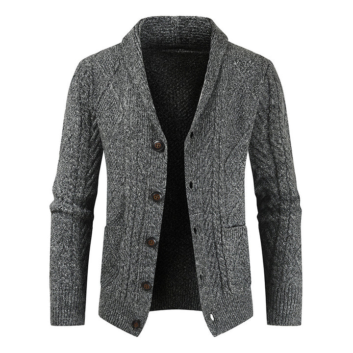 Herren nan Strickcardigan mit Zopfmuster und Schalkragen Drune