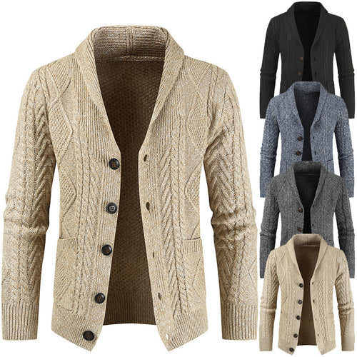 Herren nan Strickcardigan mit Zopfmuster und Schalkragen Drune