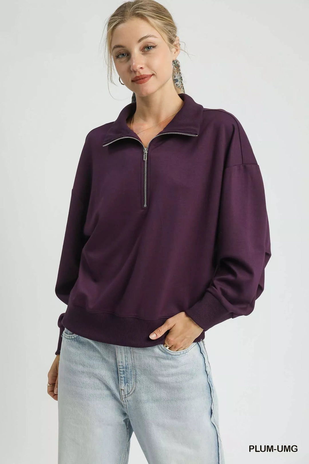 Drune | kuscheliger Pullover mit halbem Reißverschluss