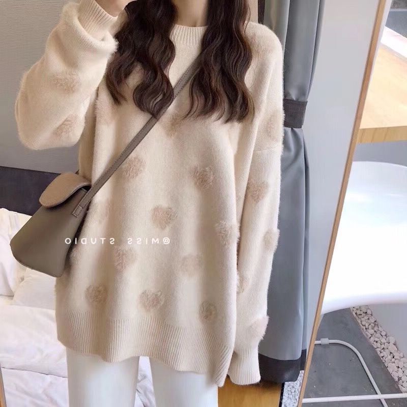 Damen Kuscheliger Pullover mit herzförmigem Muster Drune