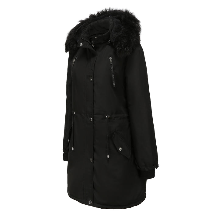 Damen Fleecegefütterte Parka-ähnliche Jacke mit abnehmbarer Kapuze Drune