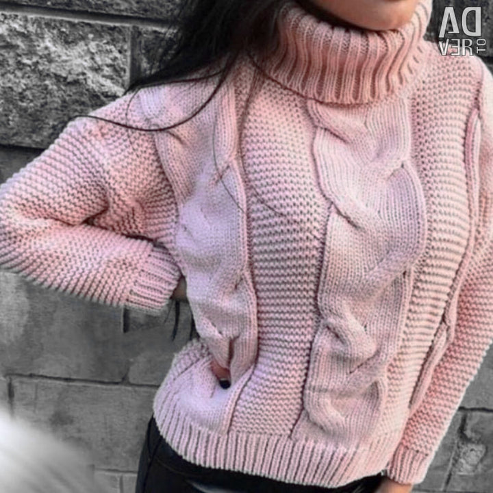 Damen Strickpullover mit Rollkragen und Zopfdesign Drune