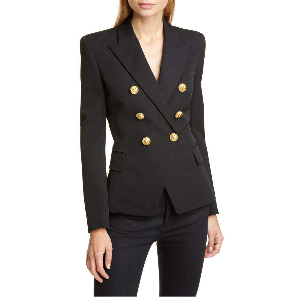 Damen Blazer im doppelten Knopfdesign mit goldenen Akzenten Drune