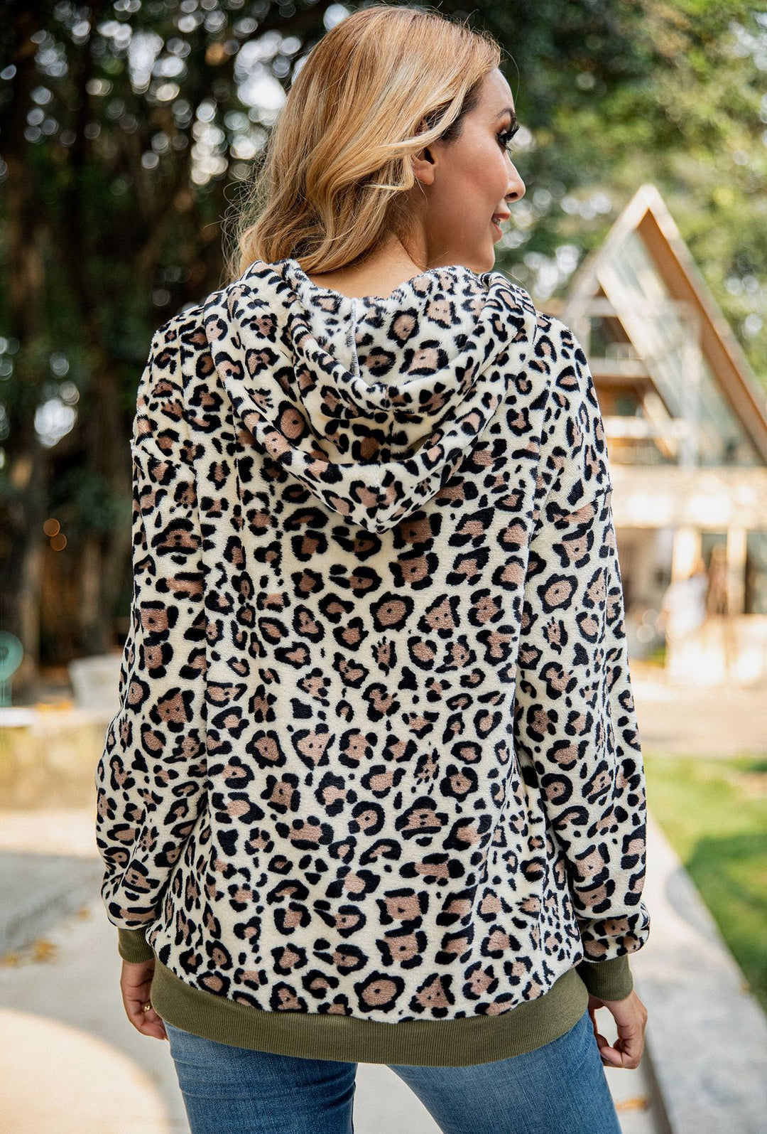 Damen Kapuzenpullover mit trendigem Leopardenmuster Drune