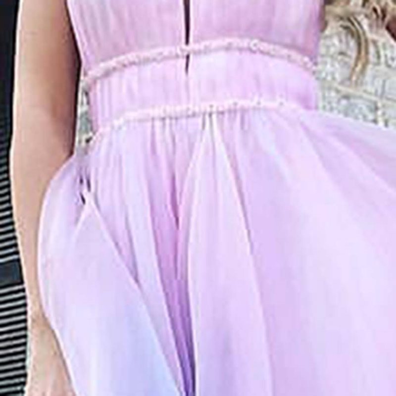 Damen Maxikleid mit tiefem V-Ausschnitt und schwingendem Tüllrock Drune