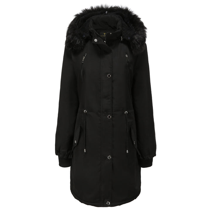 Damen Fleecegefütterte Parka-ähnliche Jacke mit abnehmbarer Kapuze Drune