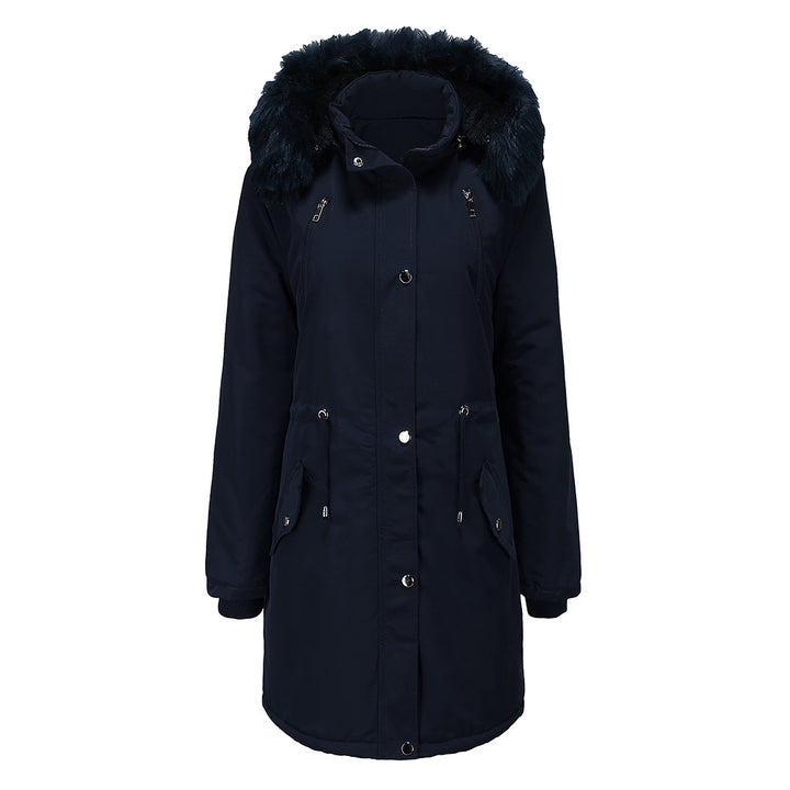 Damen Fleecegefütterte Parka-ähnliche Jacke mit abnehmbarer Kapuze Drune