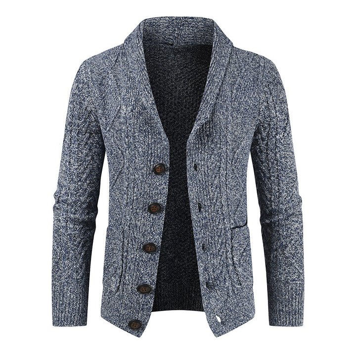 Herren nan Strickcardigan mit Zopfmuster und Schalkragen Drune