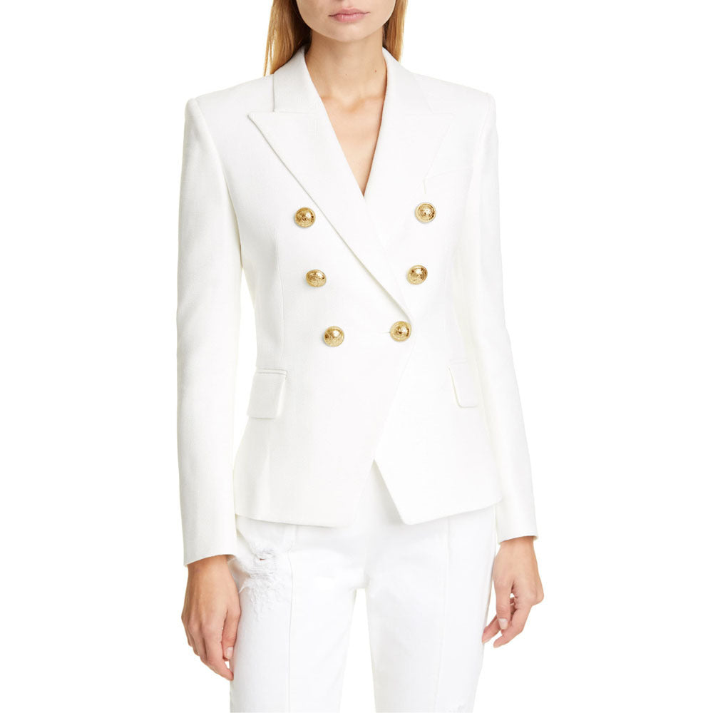 Damen Blazer im doppelten Knopfdesign mit goldenen Akzenten Drune