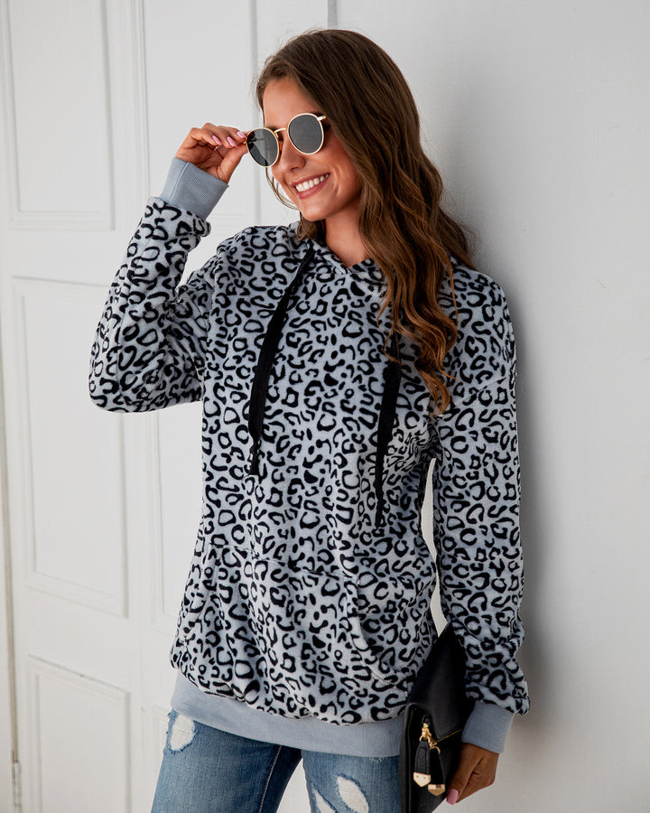 Damen Kapuzenpullover mit trendigem Leopardenmuster Drune